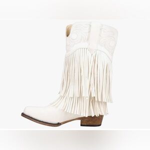 ROPER Kickback Fringe Cowgirl Western Boots Little Girl Size 13 White